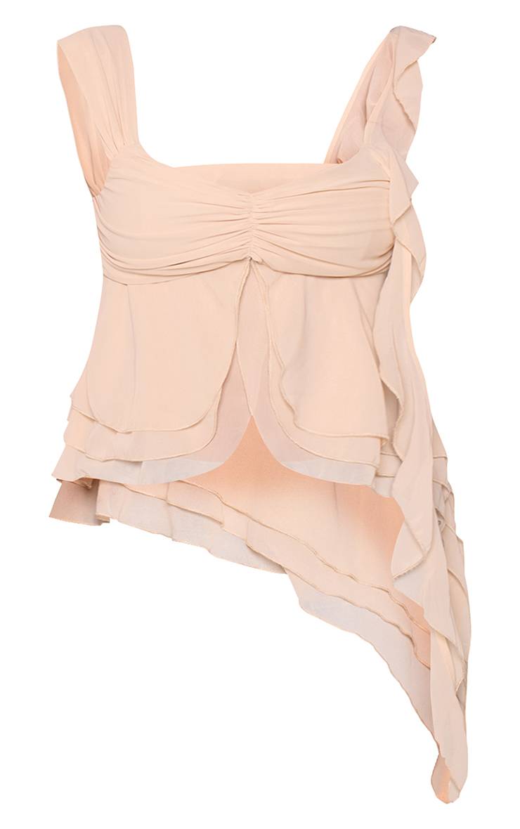 Crème Top Caraco En Mousseline Avec Détails À Volants