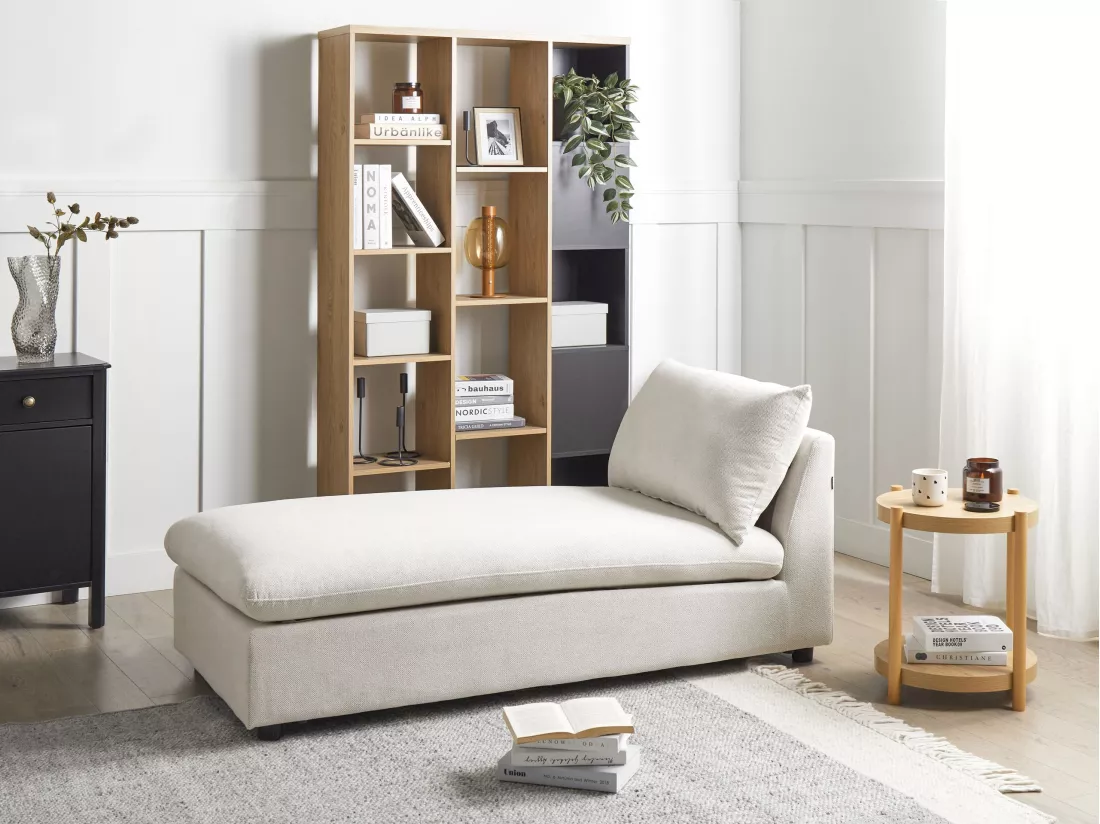 Chaise longue en tissu blanc cassé VIZILLE