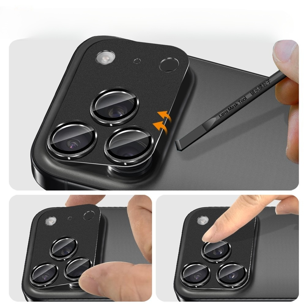 iPhone 17 Pro Kamera Objektiv Protector Vollschutz mit Panzer Glas - Schwarz