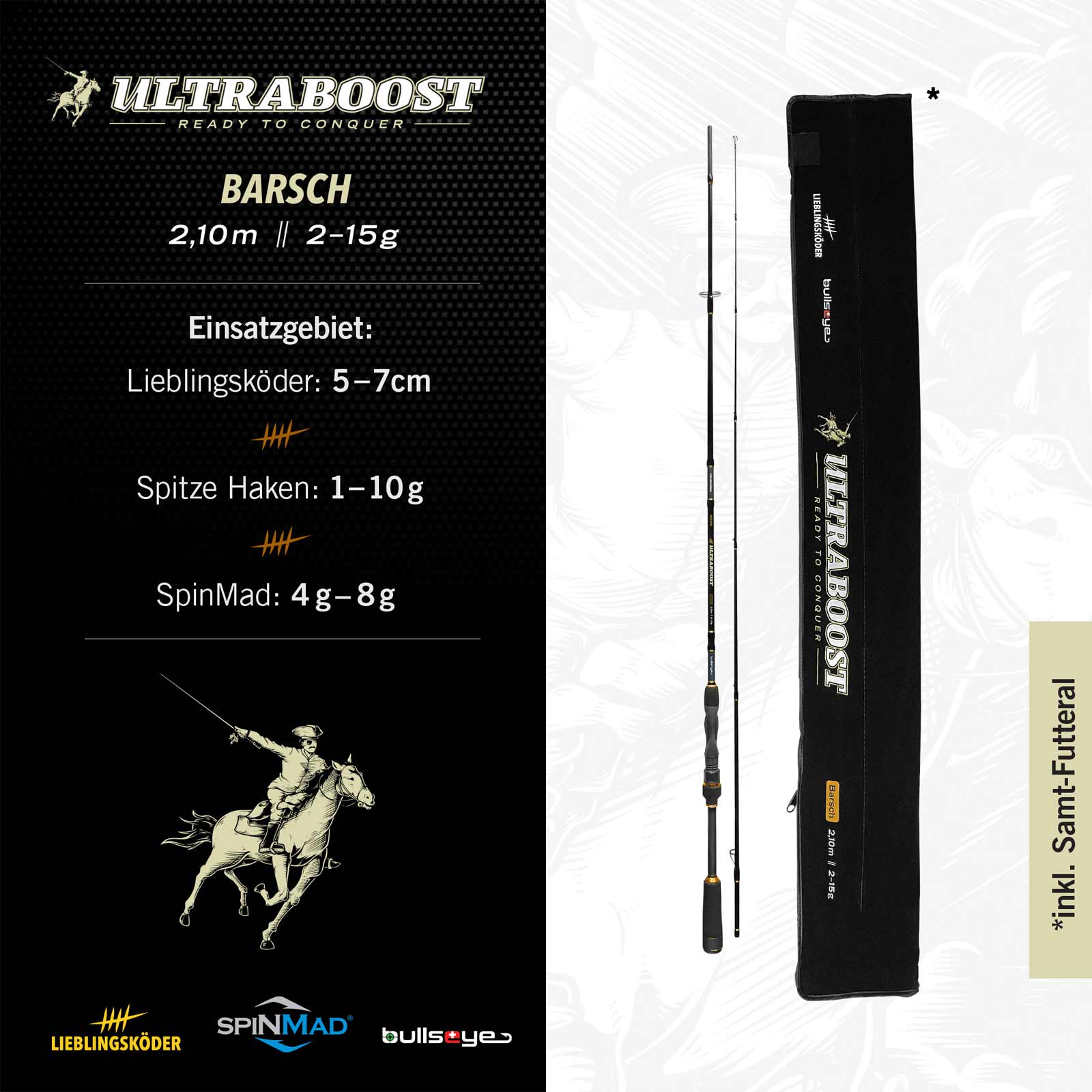 Lieblingsköder Ultraboost Barsch 2,10m 2-15g Spinnrute By Bullseye