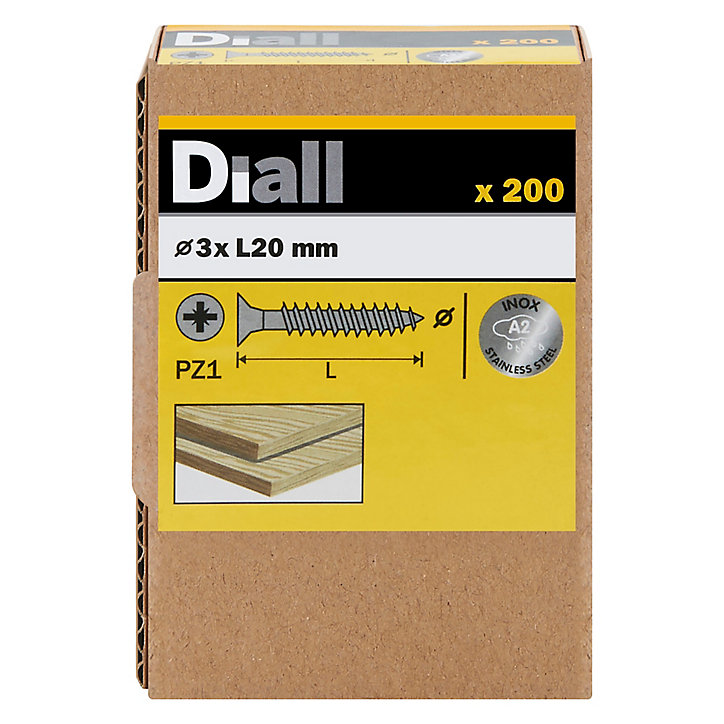 Vis à bois en acier inoxydable A2 pozidriv 3x20 mm - 200 pièces