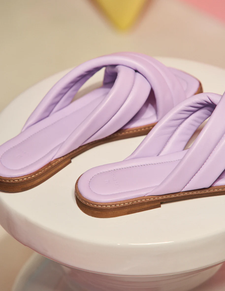Mules plates Théa - Cuir lilas