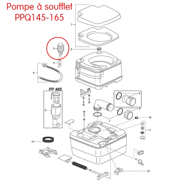 Pompe soufflet WC Porta Potti