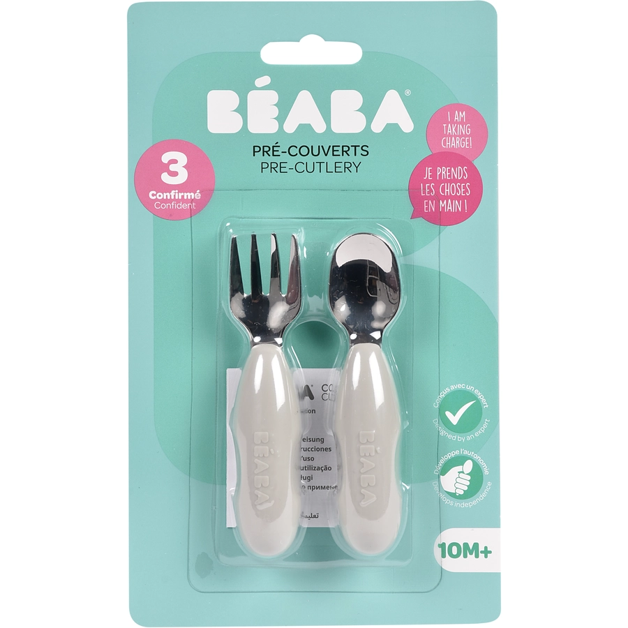 BEABA® Lernbesteck 2er Set aus Edelstahl in velvet grau