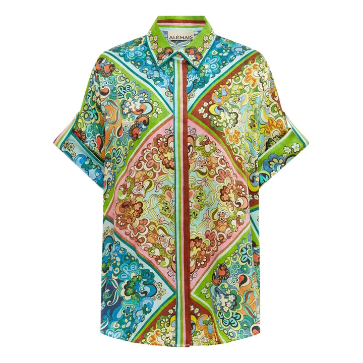 Alémais Chemise Dreamer Satin de Soie | Vert