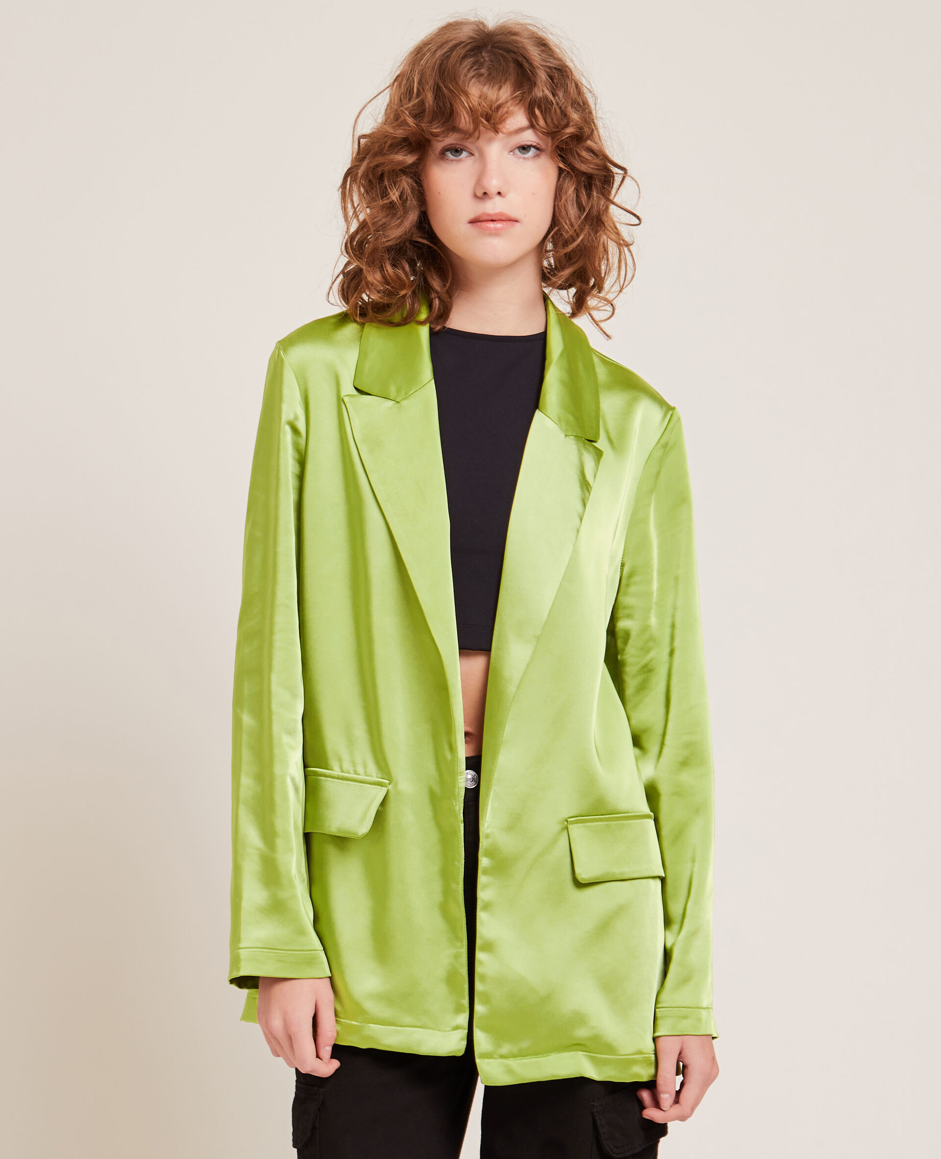 Veste blazer en satin - Vert