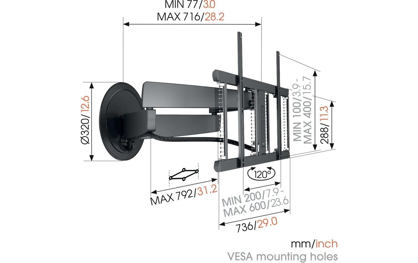 Wandhalterung SIGNATURE TVM 7655 Schwarz<br>Schwenkbare TV-Wandhalterung für 40