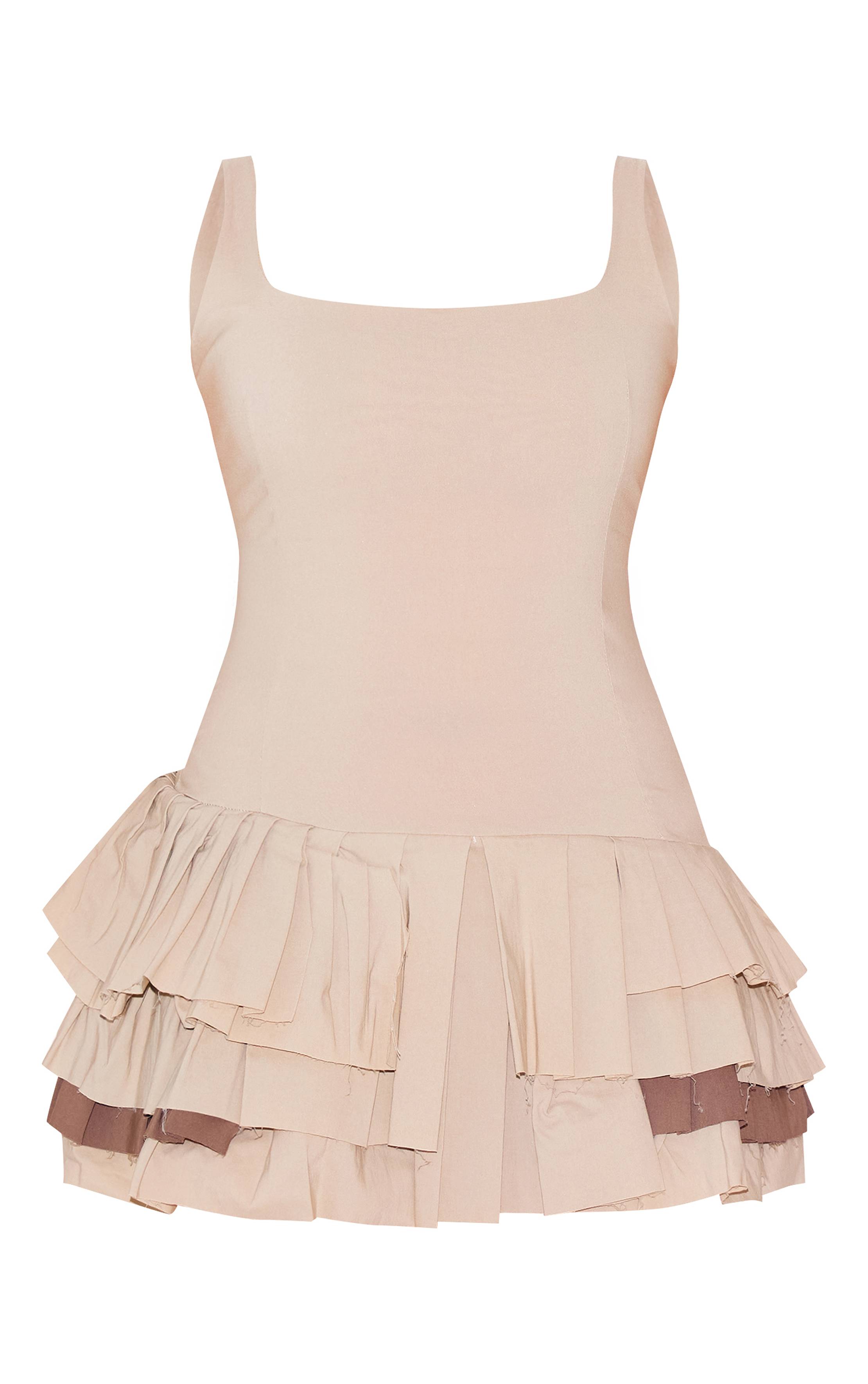 Gris Pierre Robe Droite Plissée Extrême En Tissu Extensible