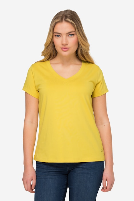 T-Shirt, kleiner Knoten Print, V-Ausschnitt, Halbarm, OEKO-TEX MIG