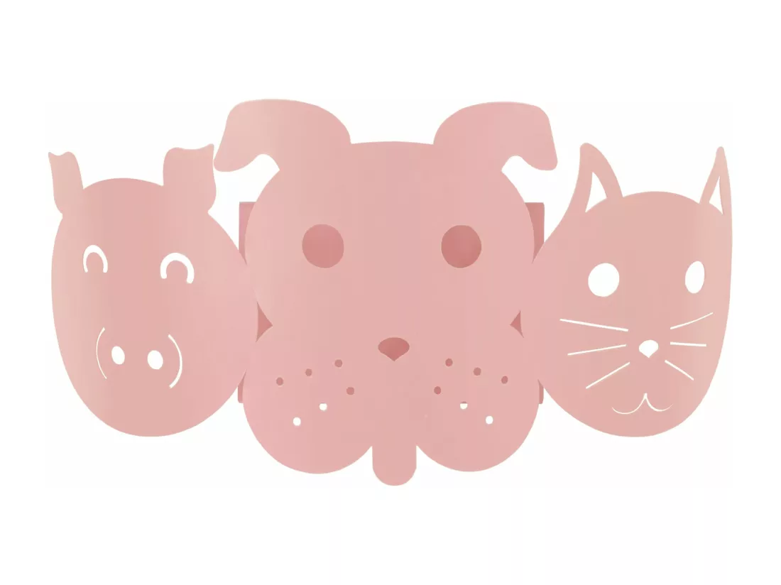 Applique enfant métal chien rose 12 cm.