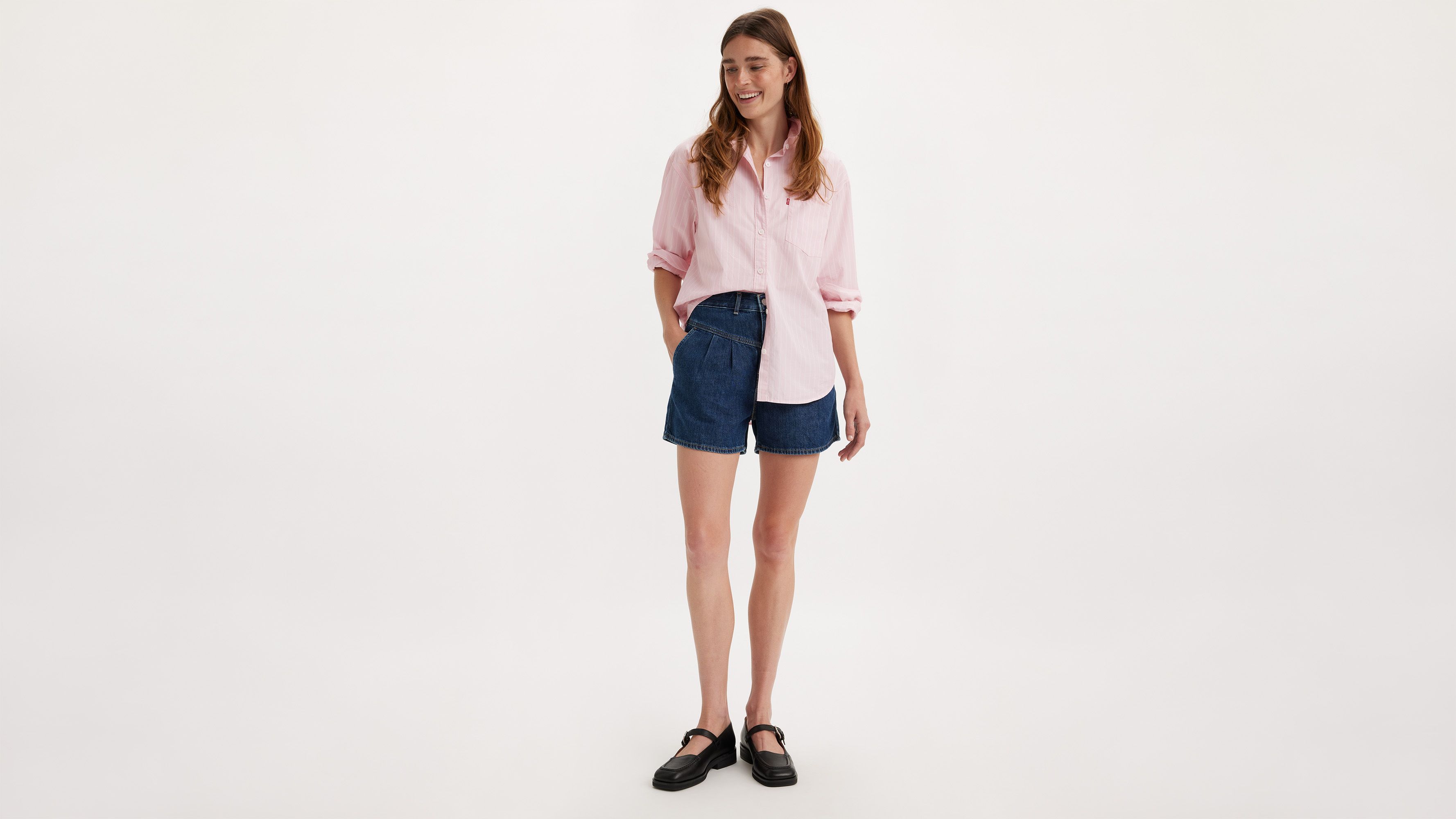 Short Mom Lightweight - Paper Map - Bleu