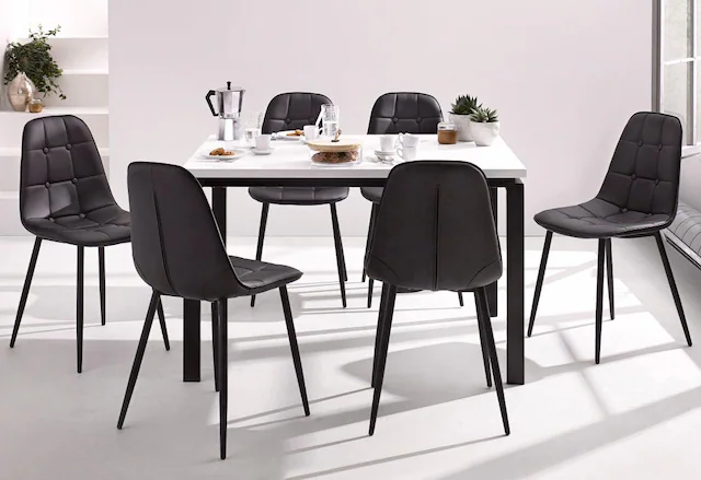 INOSIGN Essgruppe Set, 5 Stk. tlg. Esstisch, Breite 120 cm und 4 Esszimmerstühle, Bezug in Kunstleder