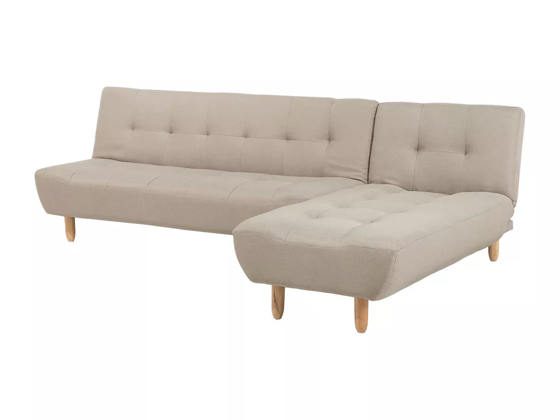 Canapé angle à droite convertible en tissu beige 4 places ALSTEN