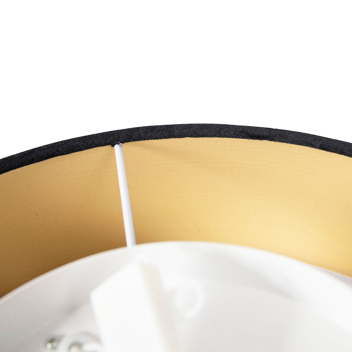 Moderne plafondlamp zwart 40 cm met gouden binnenkant - Drum