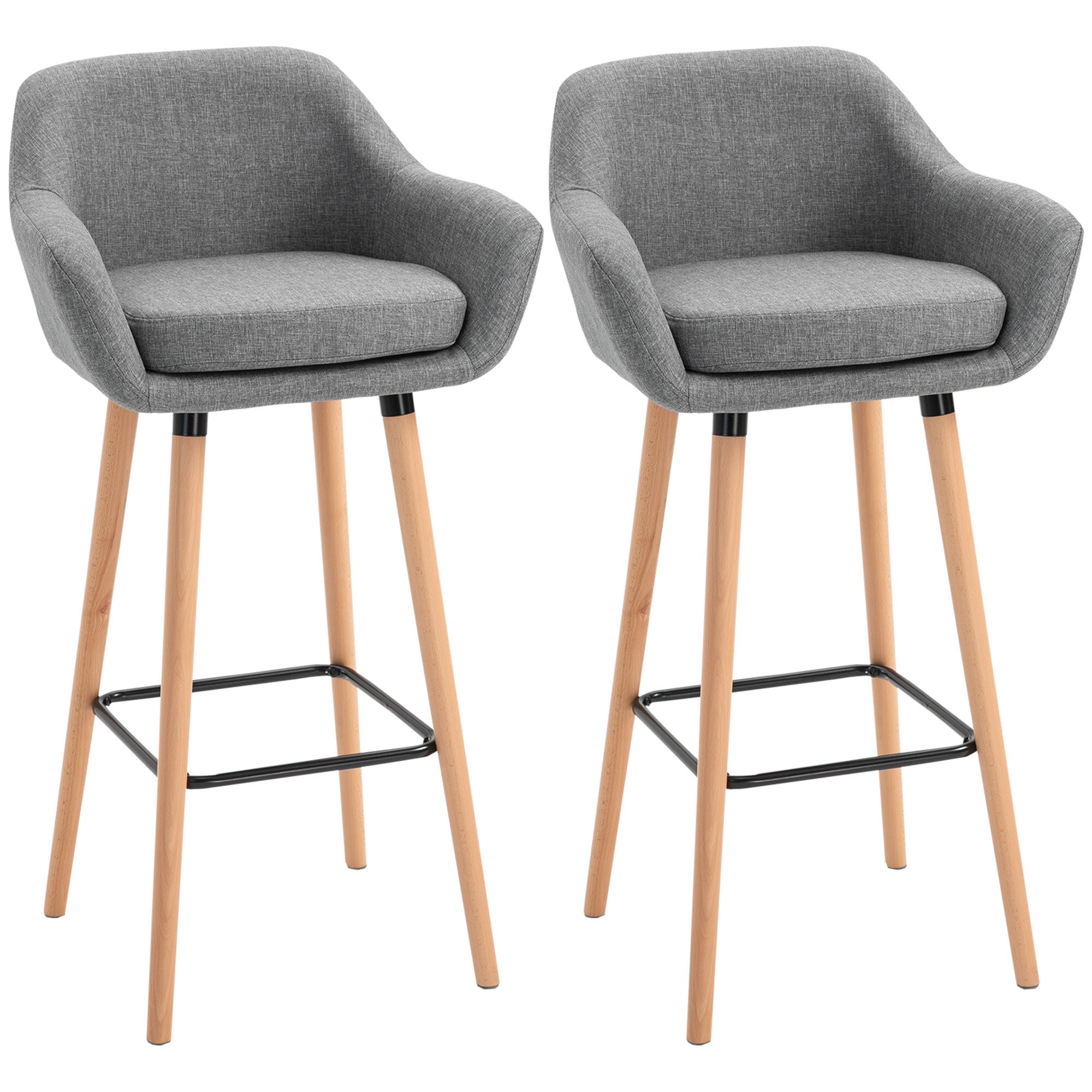 HOMCOM Barhocker mit Fußstütze grau 55L x 48B x 100H cm
