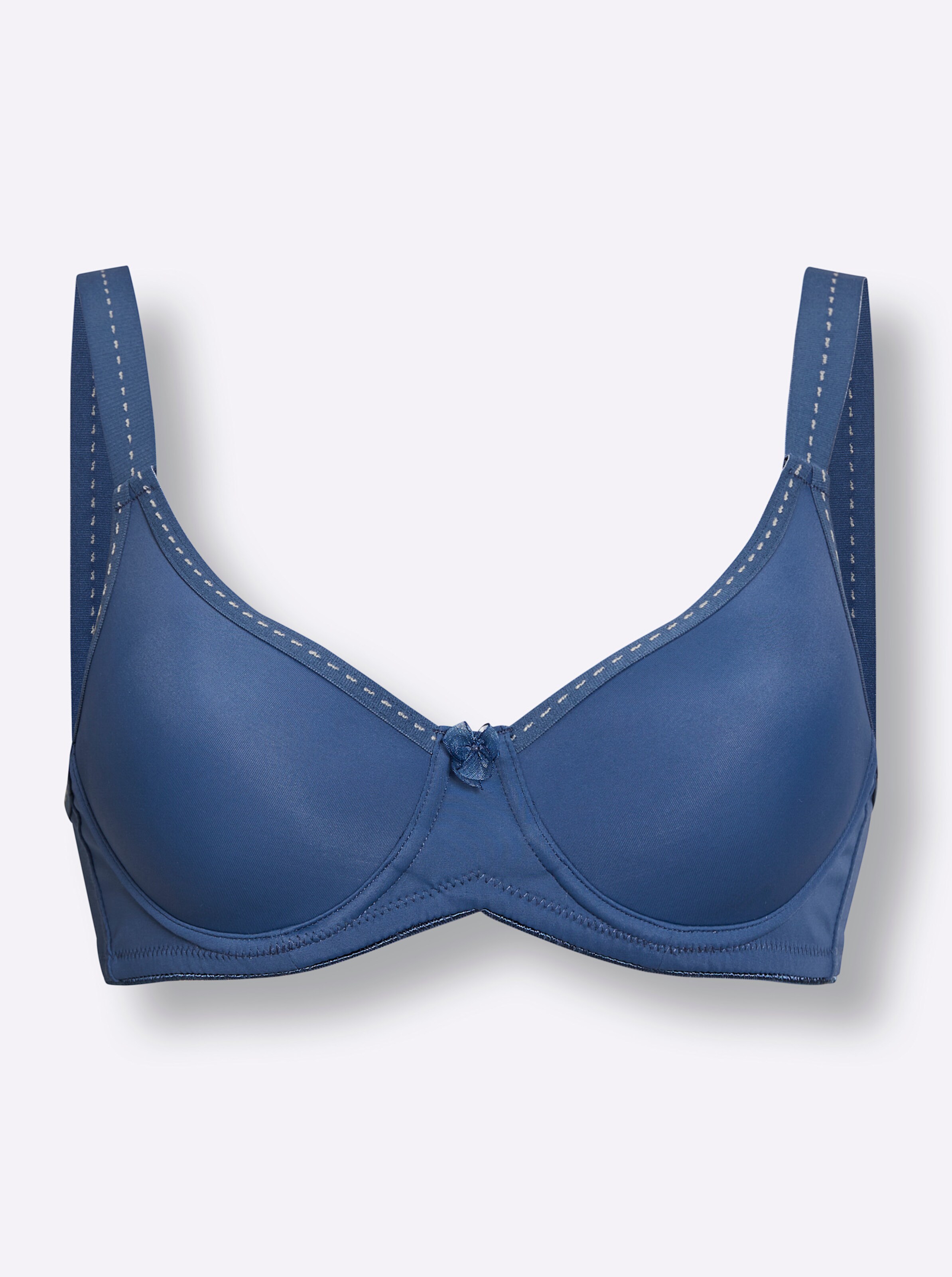 wäschepur T-Shirt-BH mit Bügel in jeansblau + elfenbein