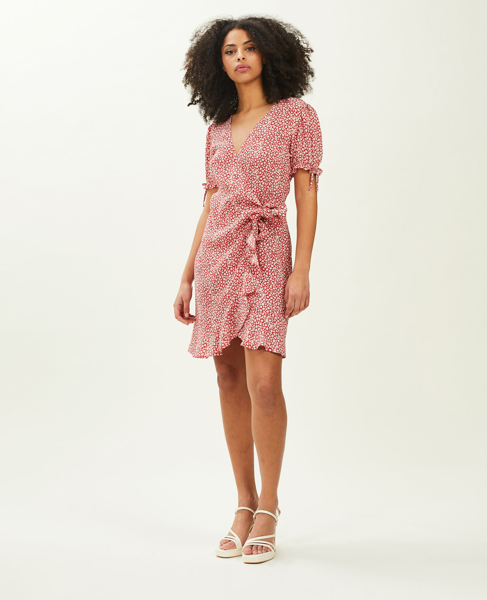 Robe courte cache-cœur - Rouge