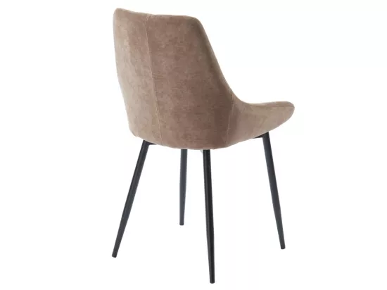Lot de 2 chaises en tissu et métal noir - Taupe - MASURIE
