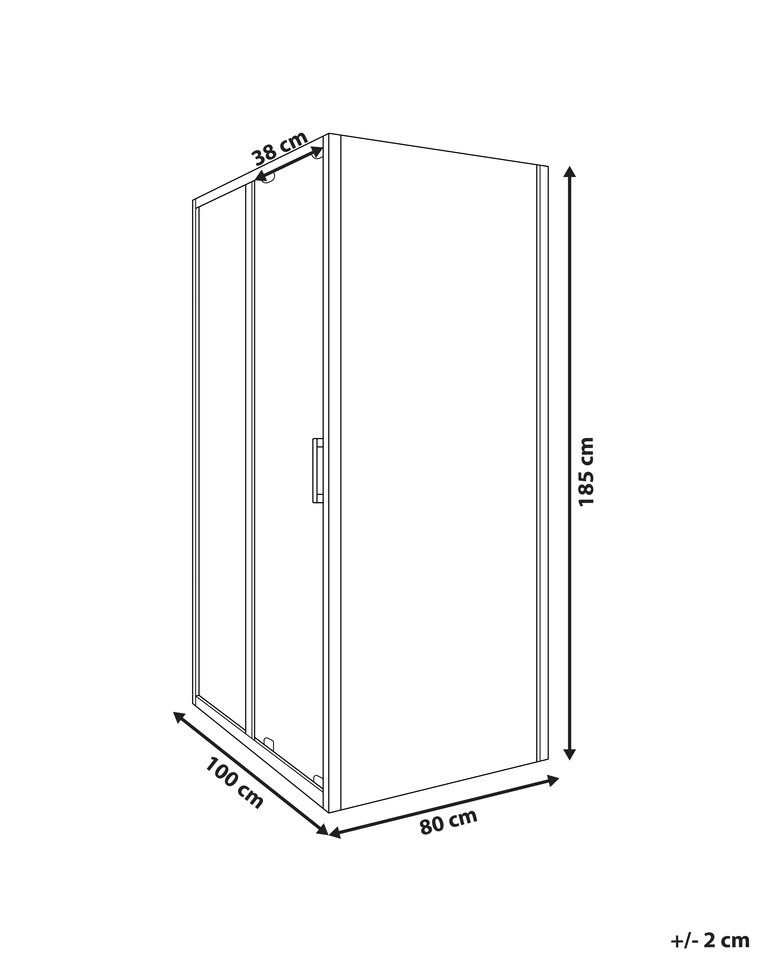 Douchecabine YORO 80 x 100 x 185 cm Zilver