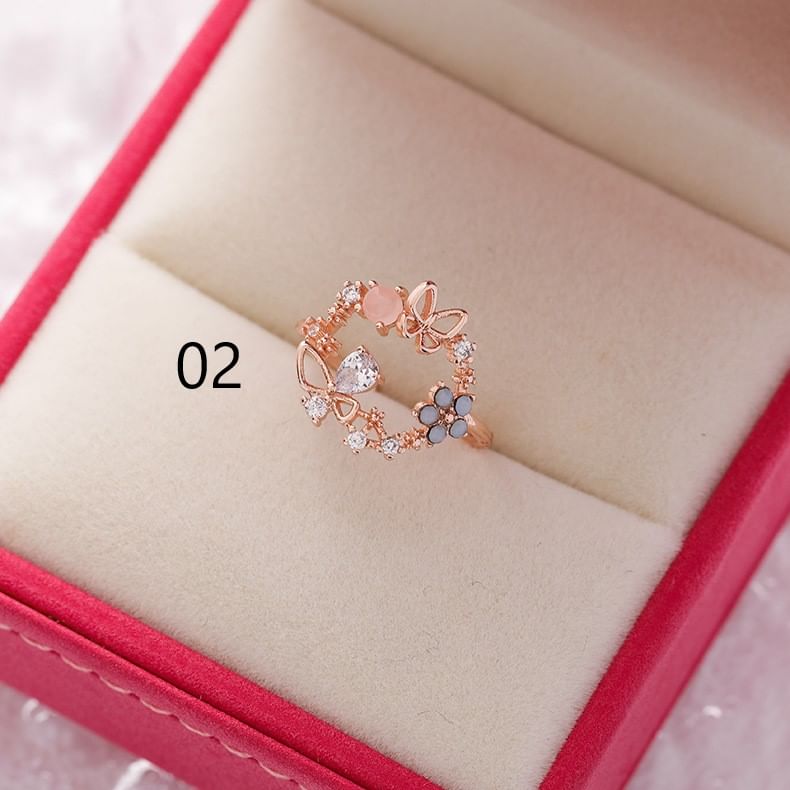 Kayochs - Open ring met strass (verschillende ontwerpen)