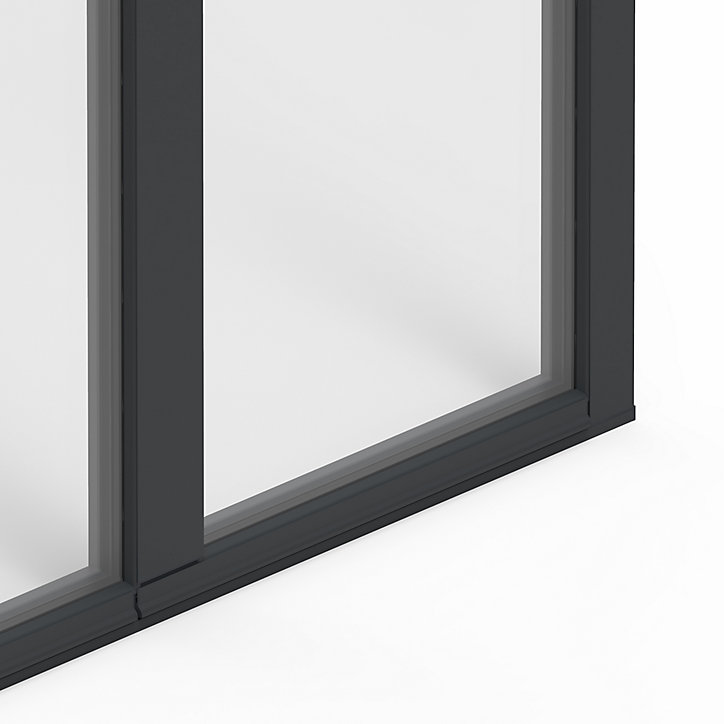 Porte fenêtre alu 2 vantaux GoodHome gris - l.140 x h.215 cm, tirant droit