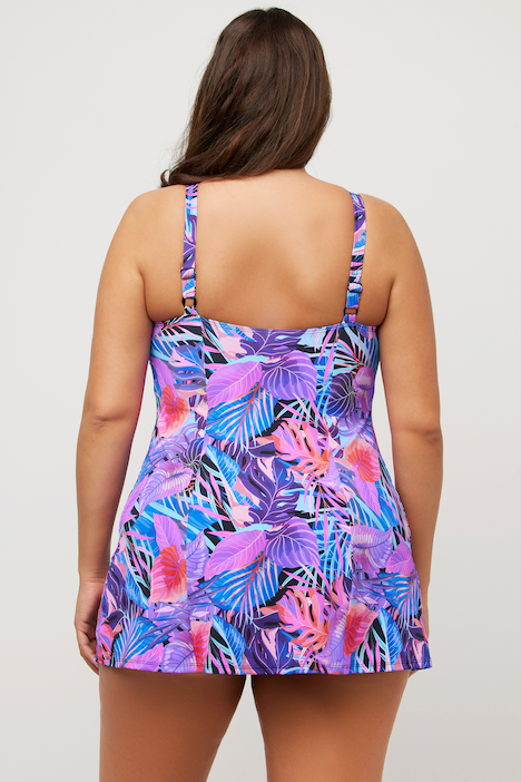 Badekleid, Blätter, Softcups, integrierter Badeanzug