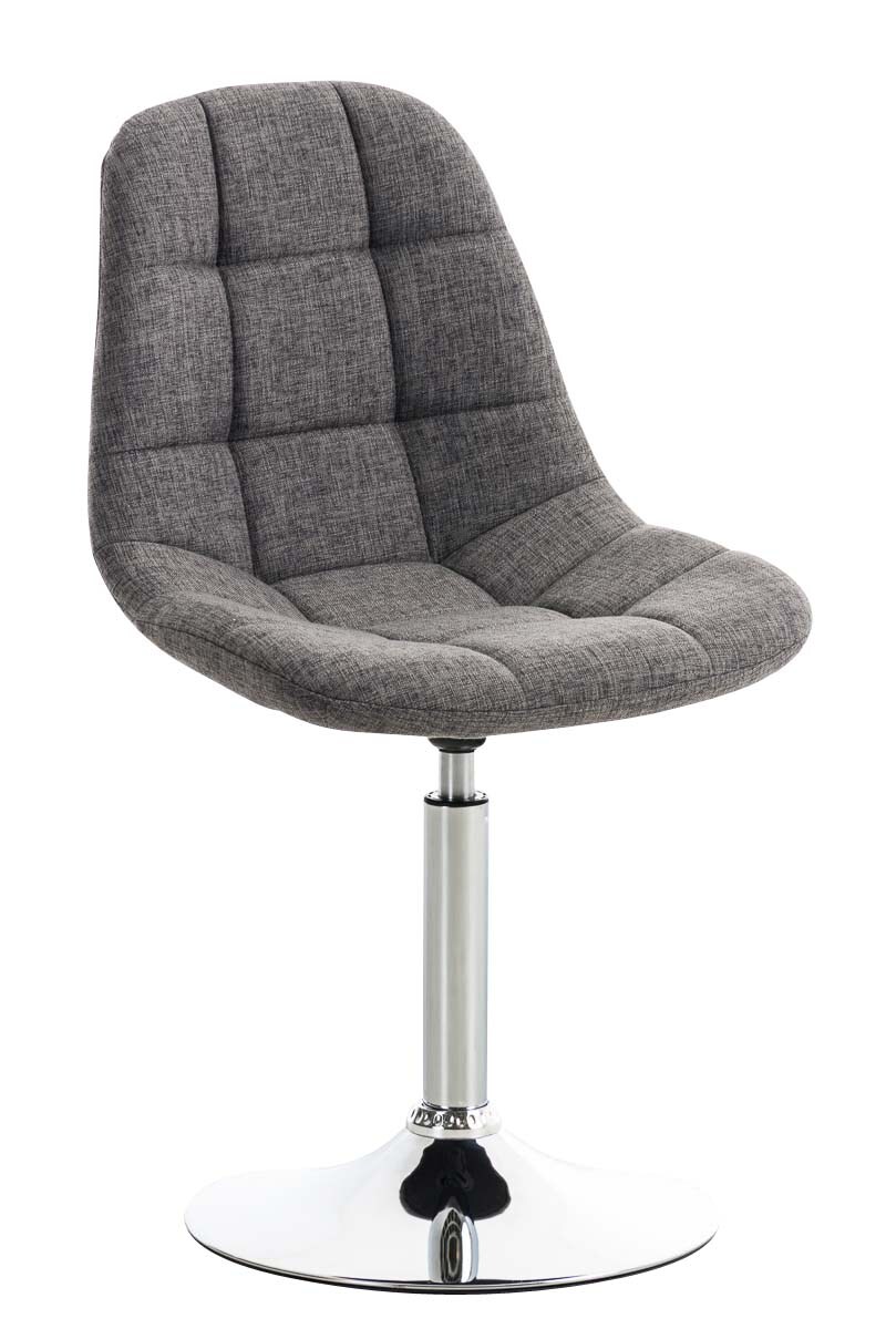 CLP Lounger EMIL mit Stoffbezug, Esszimmerstuhl mit gestepptem Sitz, Drehstuhl mit Trompetenfuß in Chromoptik,