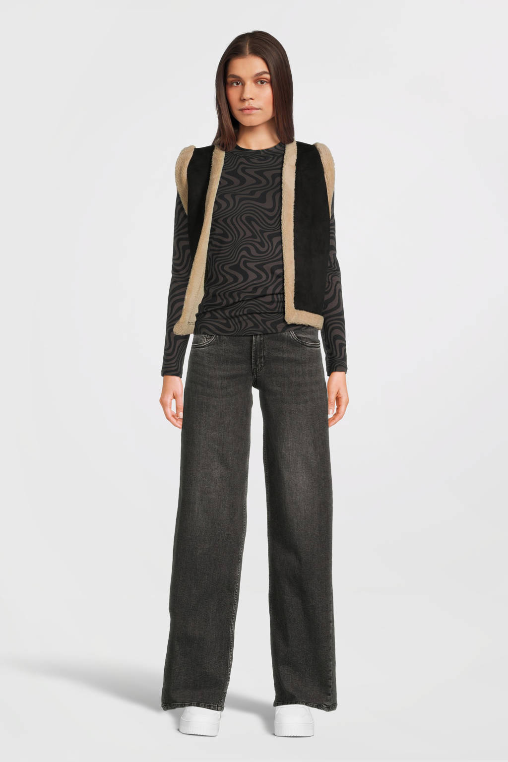LOOXS gilet zwart/beige
