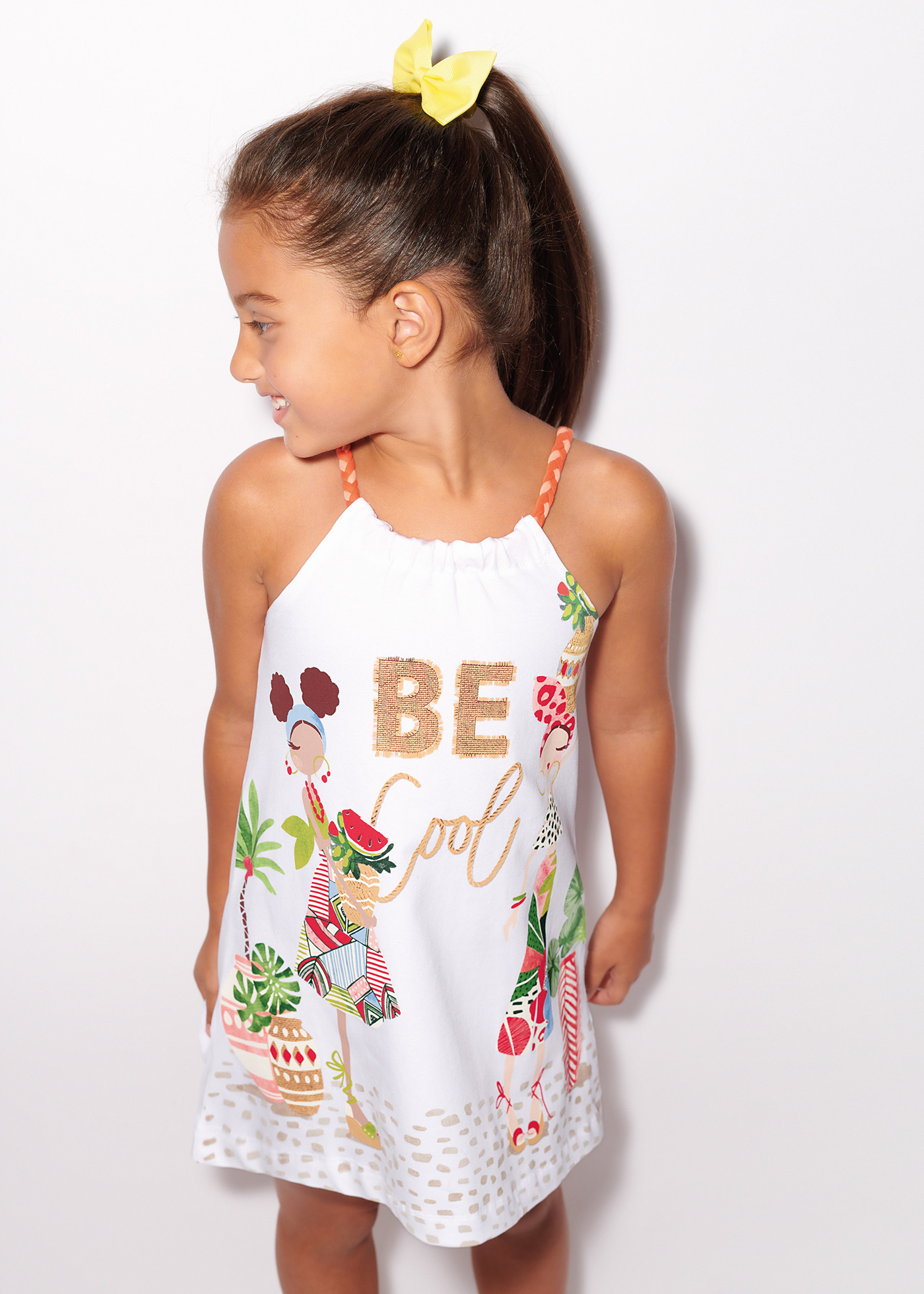 Vestido com estampa de algodão sustentável para meninas