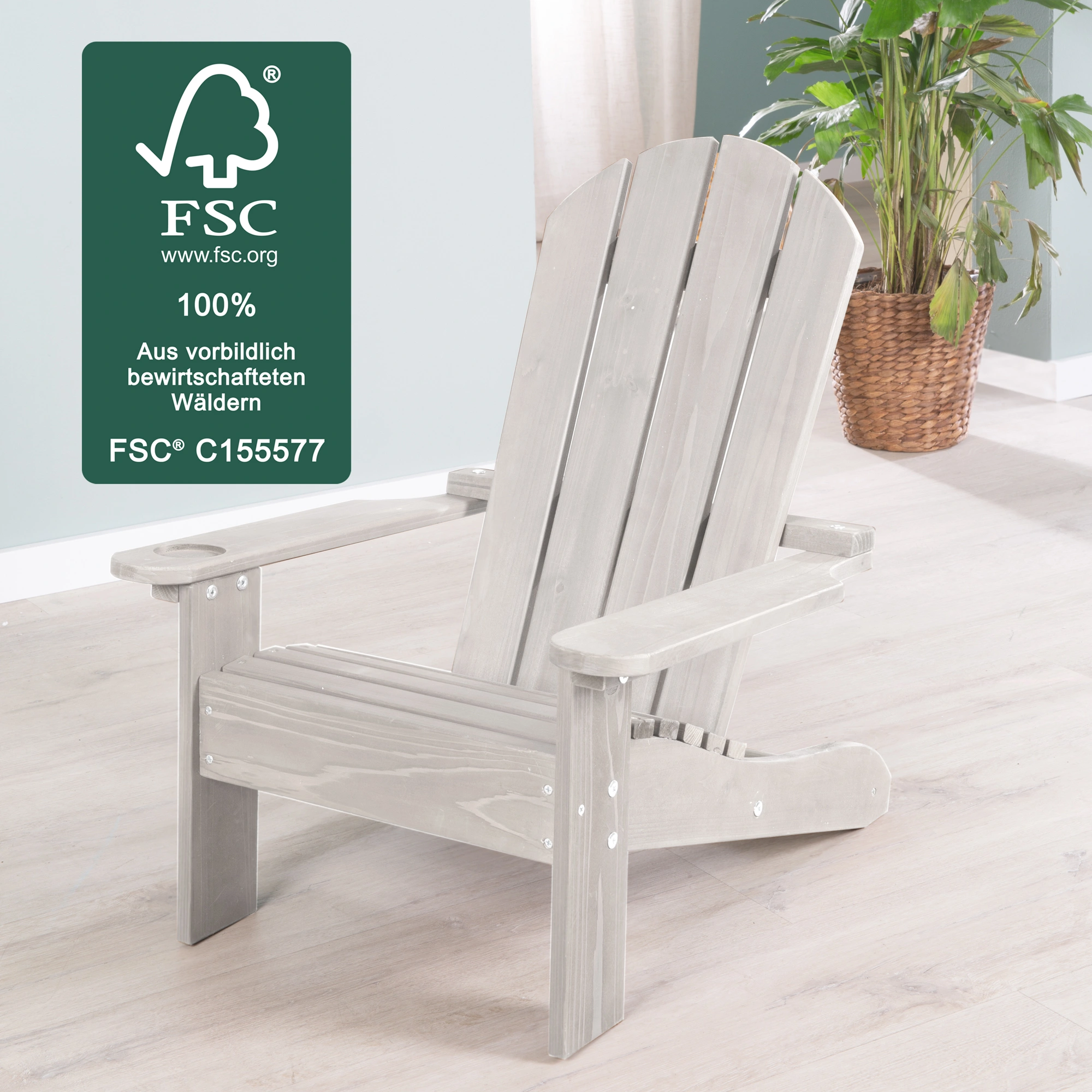 Gartenstuhl für Kinder DECK CHAIR, grau