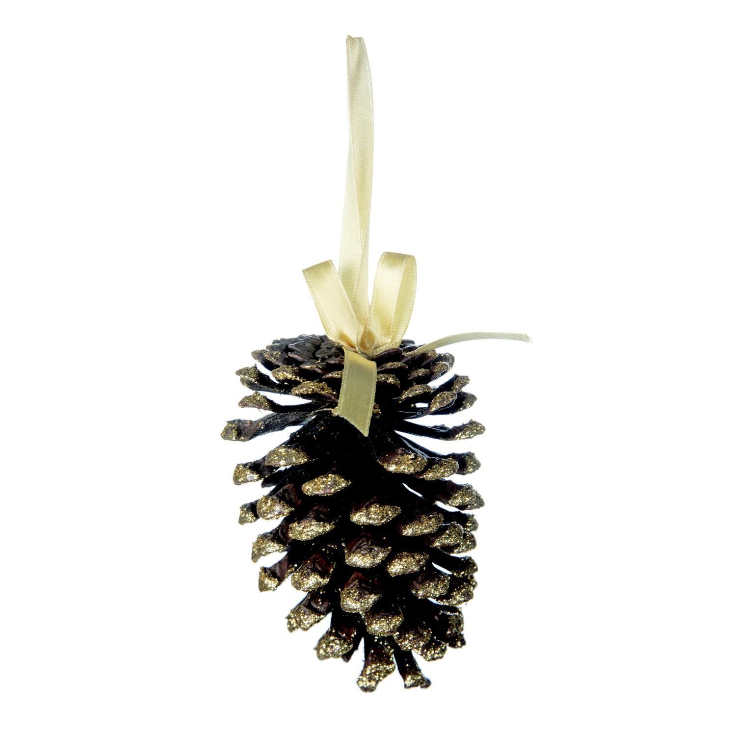 POMME PIN PAILLETTE D.11CM OR