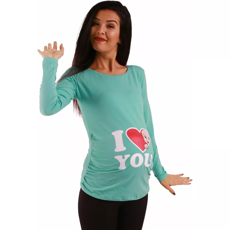M.M.C. Umstandslangarmshirt I Love You mit Motiv Mint