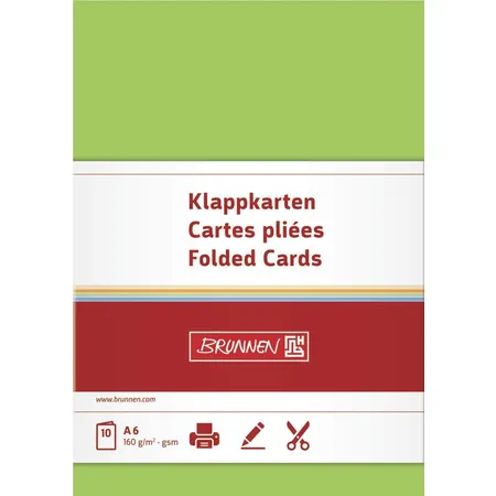 BRUNNEN Klappkarte, hellgrün, 160g/m², A6, 10 Karten