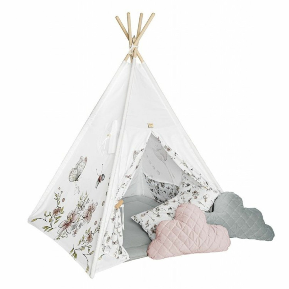 Tipi enfant nature avec coussins