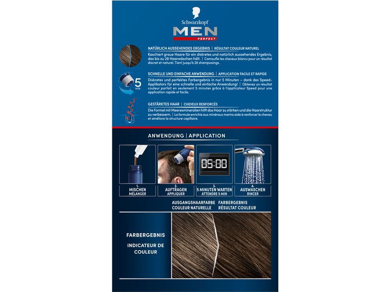Schwarzkopf Men Perfect Haarcoloration Anti-Grau 60 Mittelb Leicht anzuwendende Gel-Coloration für Männer