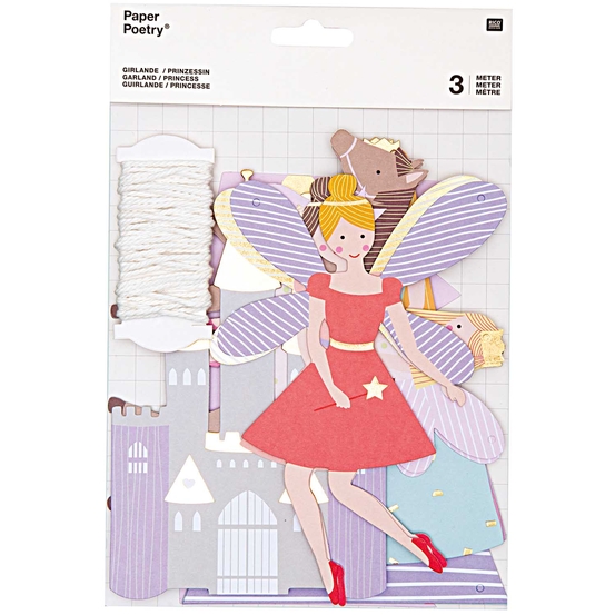 Guirlande Princesse en carton, H. 14cm avec 3m de fil