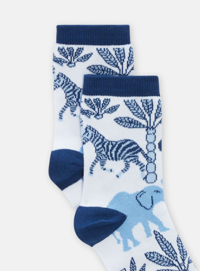 Chaussettes blanches à motif savane pour garçon
