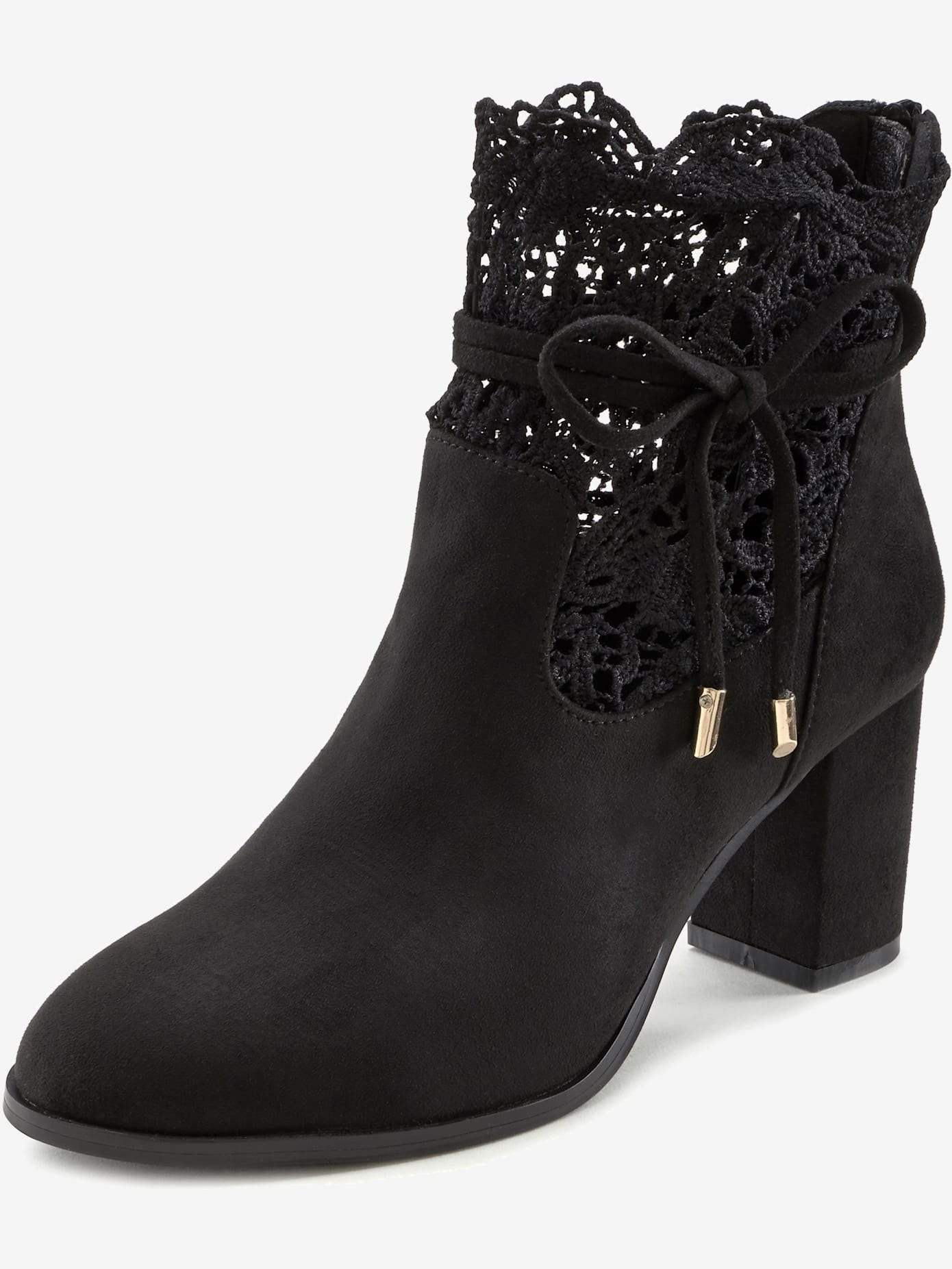 Bottines à talon haut superbe empiècement en dentelle féminin