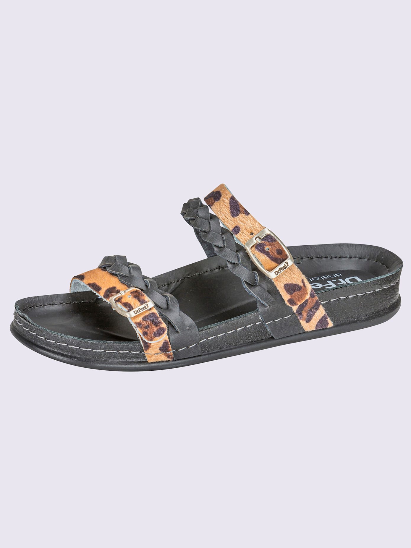 Mules mélange cuir et imitation cuir