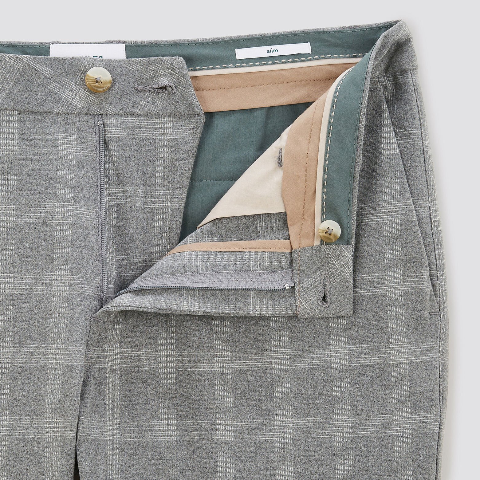 Pantalon chino slim à carreaux Gris clair
