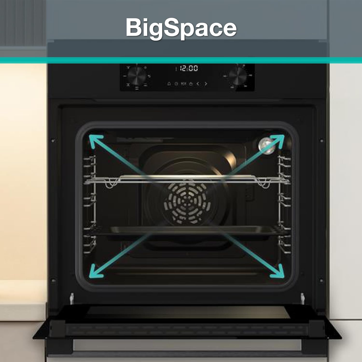 Gorenje Einbau-Herd-Set Inox Air Set mit Glaskeramik-Kochfeld, Heißluft, 73 Liter, 250° max. Ofentemperatur, MultiAir Technologie, 9 Funktionen, Bräterzone, Mininmale Einbaunische (HxBxT): 60x56x58cm