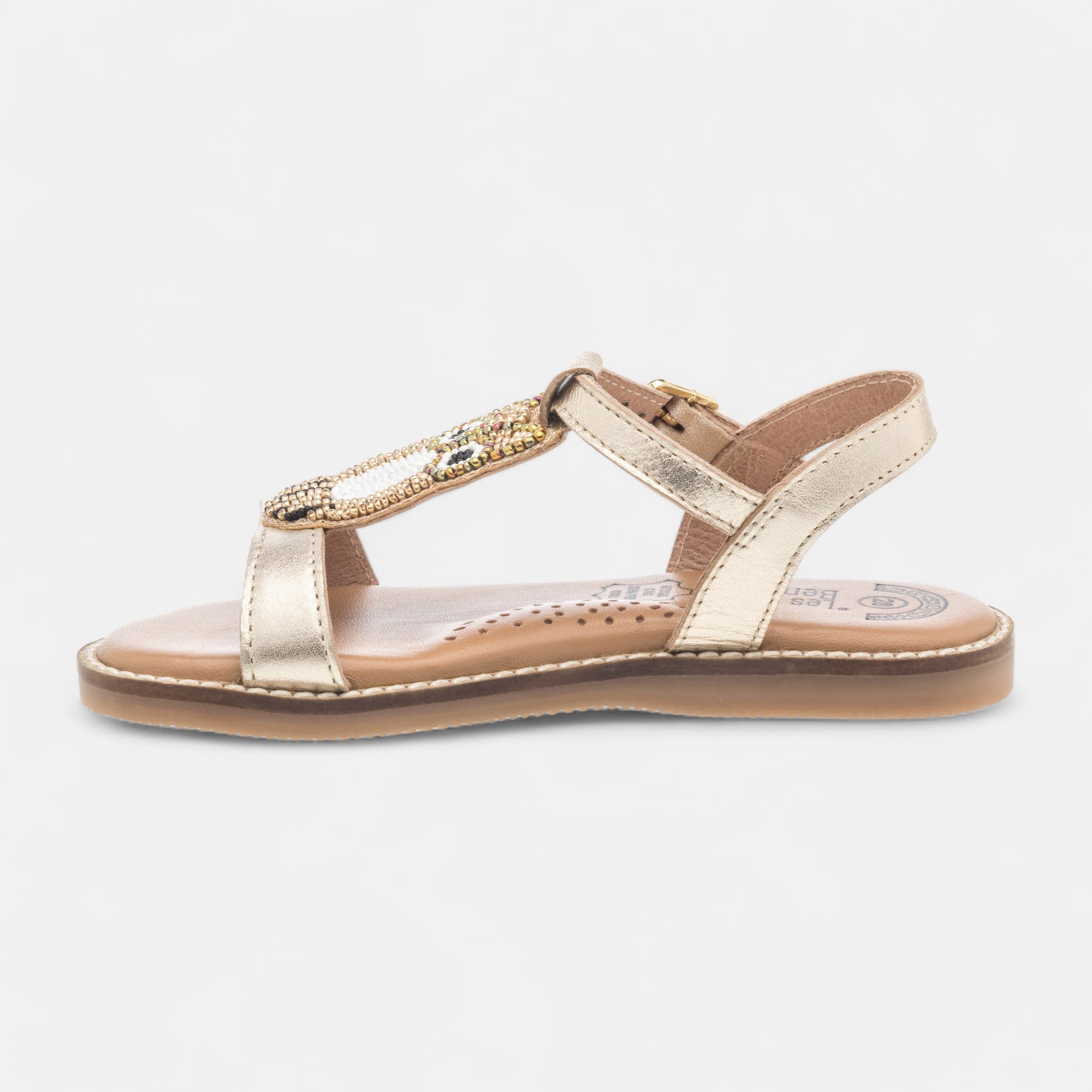Nu-pieds Fille en cuir or