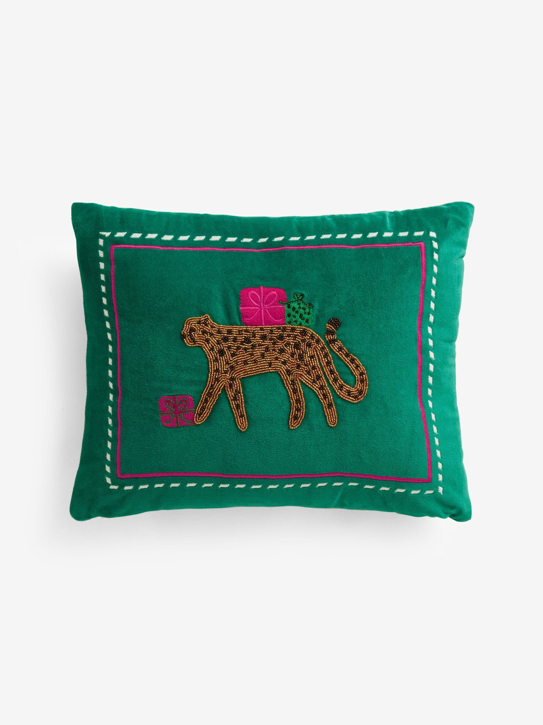 30 x 40cm Kussentje met kralen en luipaardprint voor Kerstmis