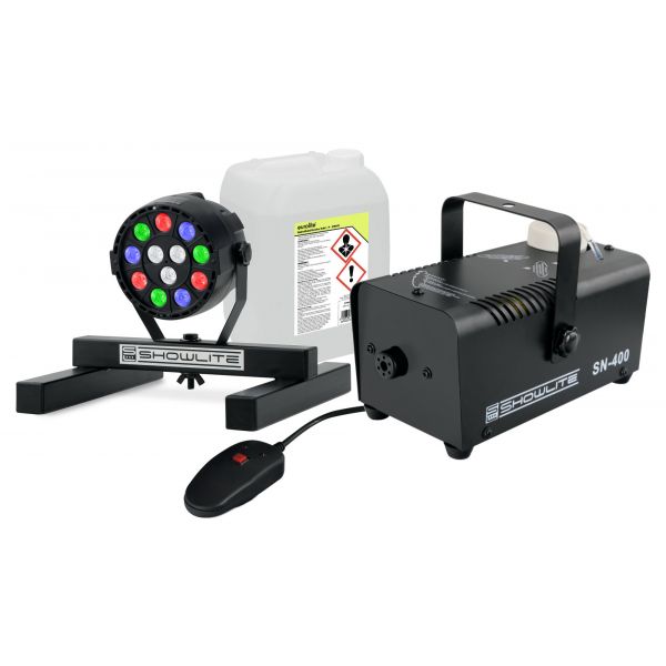 Showlite SN-400 Fog Machine   SPS-121 Rgbw Spot   5 L Fluid Set , Máquina de Nevoeiro Showlus SN-400   SPS-121 Rgbw