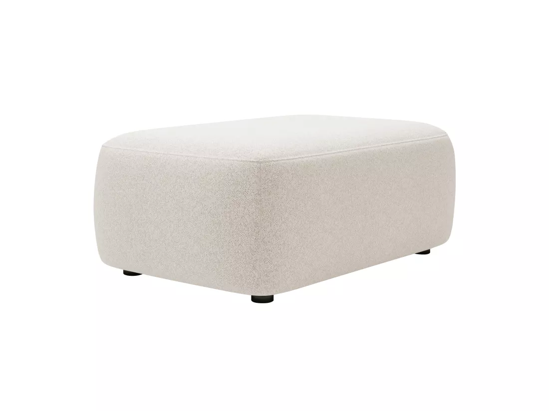 Pouf en tissu texturé crème DAVISO