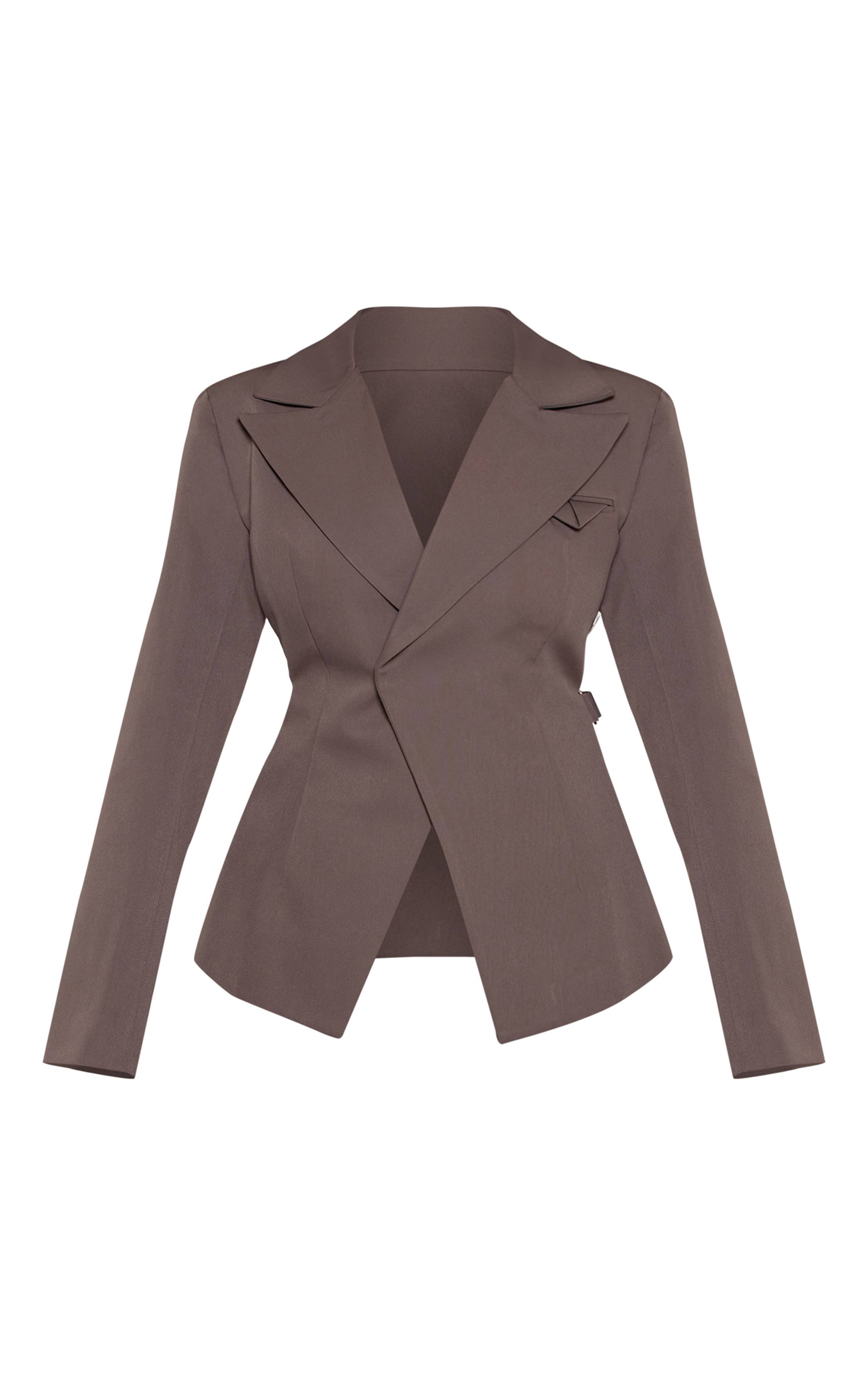 Gris Blazer Ajusté Asymétrique Croisé Avec Taille Ajustable Shape