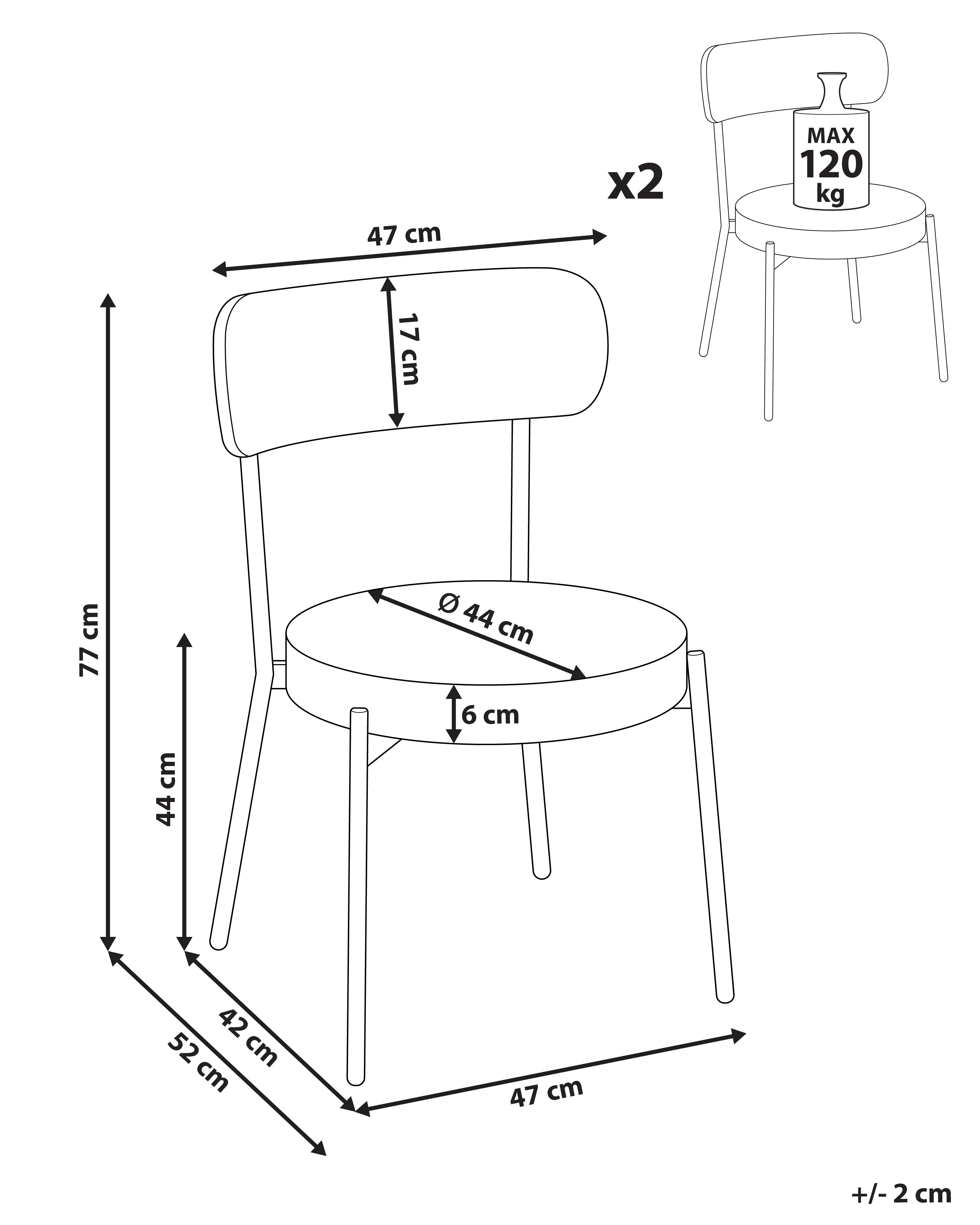 Set van 2 eetkamerstoelen ALLISON Bouclé Lichtbeige