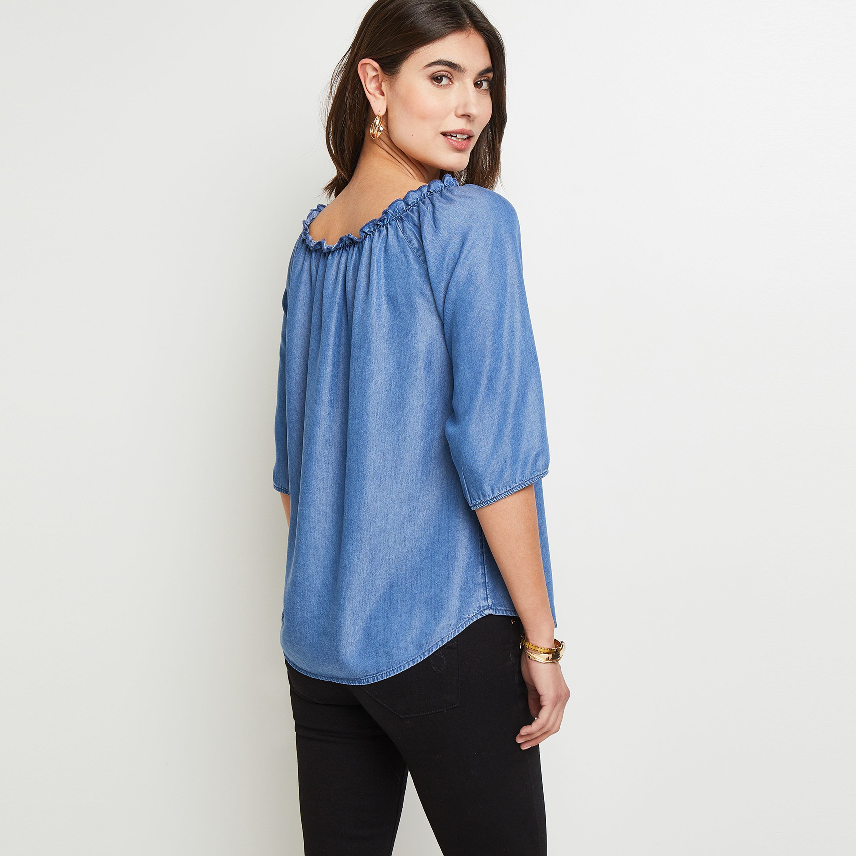 Blouse bardot femme - BLEU