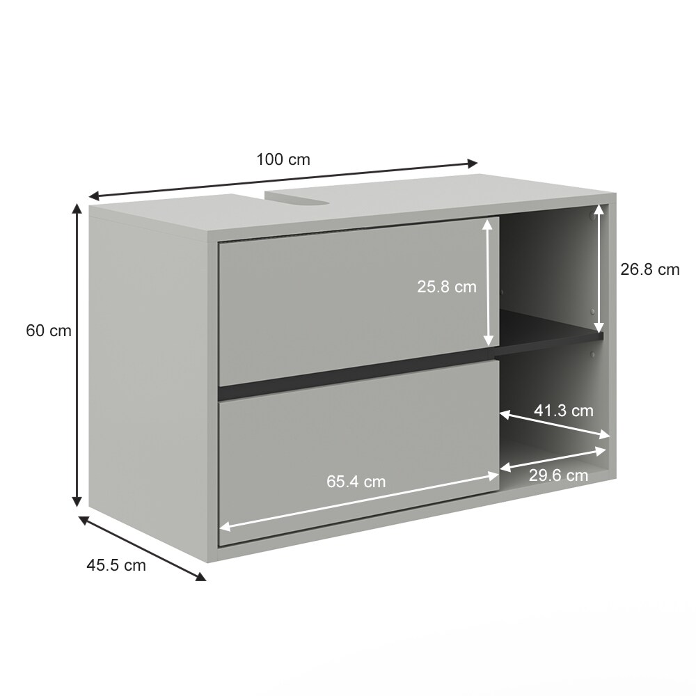 Vicco Waschtischunterschrank Waschbeckenunterschrank Viola Grau Anthrazit modern 100x60 cm Badkommode Badschrank Badezimmer Schrank Badmöbel Schranktür Schrankfach