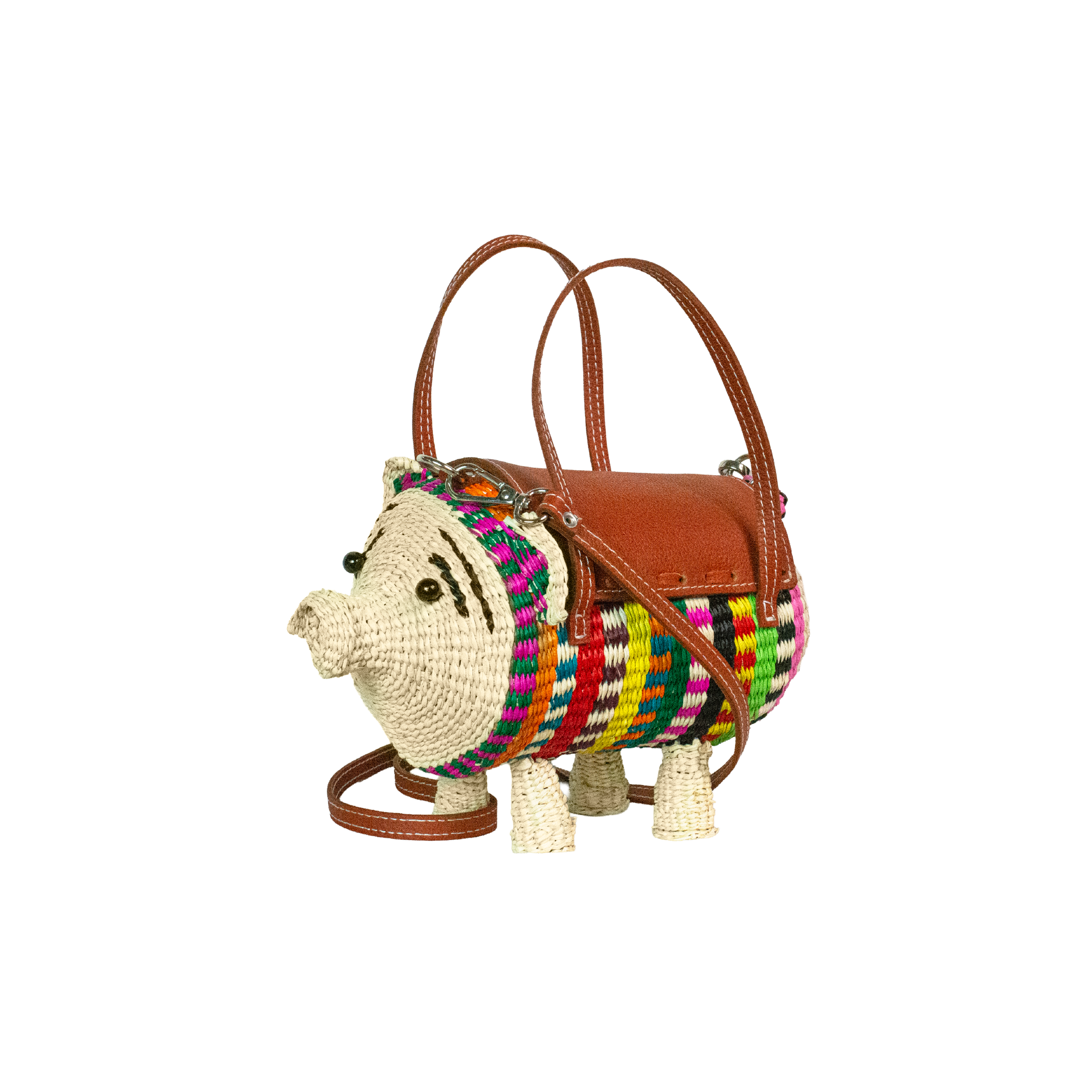 Mini sac en paille Cochon